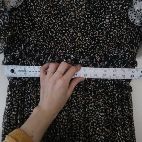 Ulla Johnson Ivy Silk Ruffle Sleeve Floral V-Neck Mini Dress - Picture 10 of 11